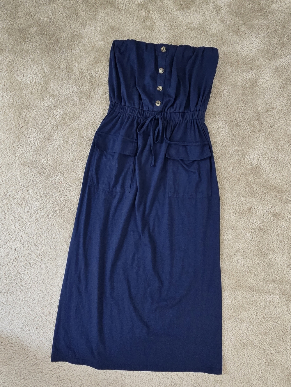 Grace Karin Strapless Navy Maxi Dress with Drawstring